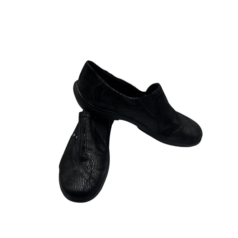 Walking Cradles Slip On Loafers Womens 7.5M Black Excellent Metallic Textured‎